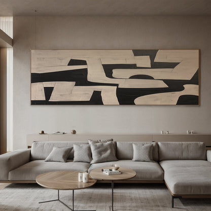General Abstract Beige Black Textured Wall Art Modern Home Decor-AURA179