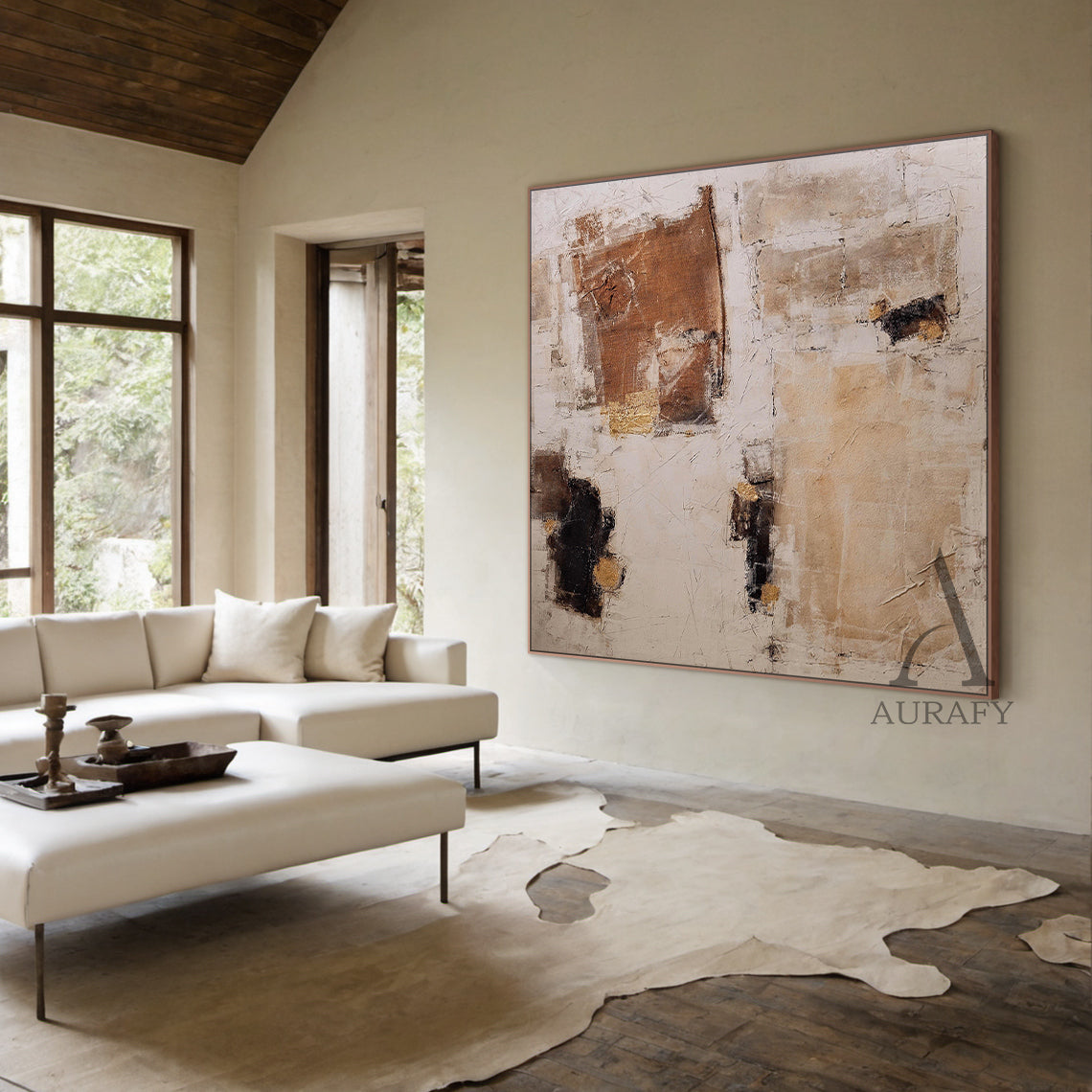 Stylish Beige General Abstract Wall Art for Modern Home Decor AURA237