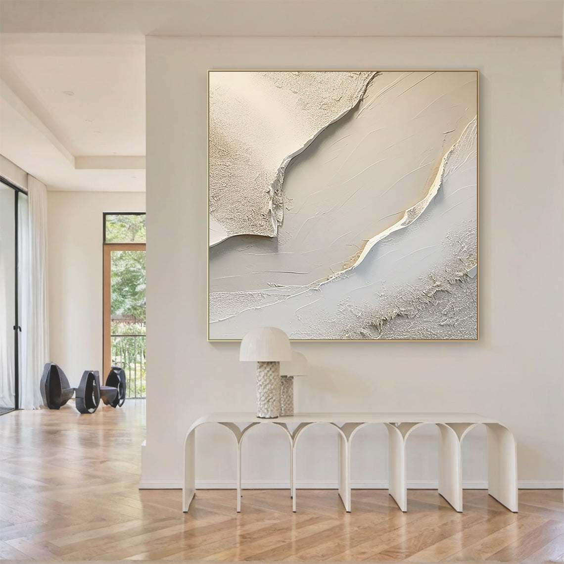 Abstract Earth Texture Wall Art-Soft Sand Tones-AURA010