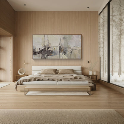 Neutral Textured Gray Abstract Wall Art for Modern Living Room - AURA178