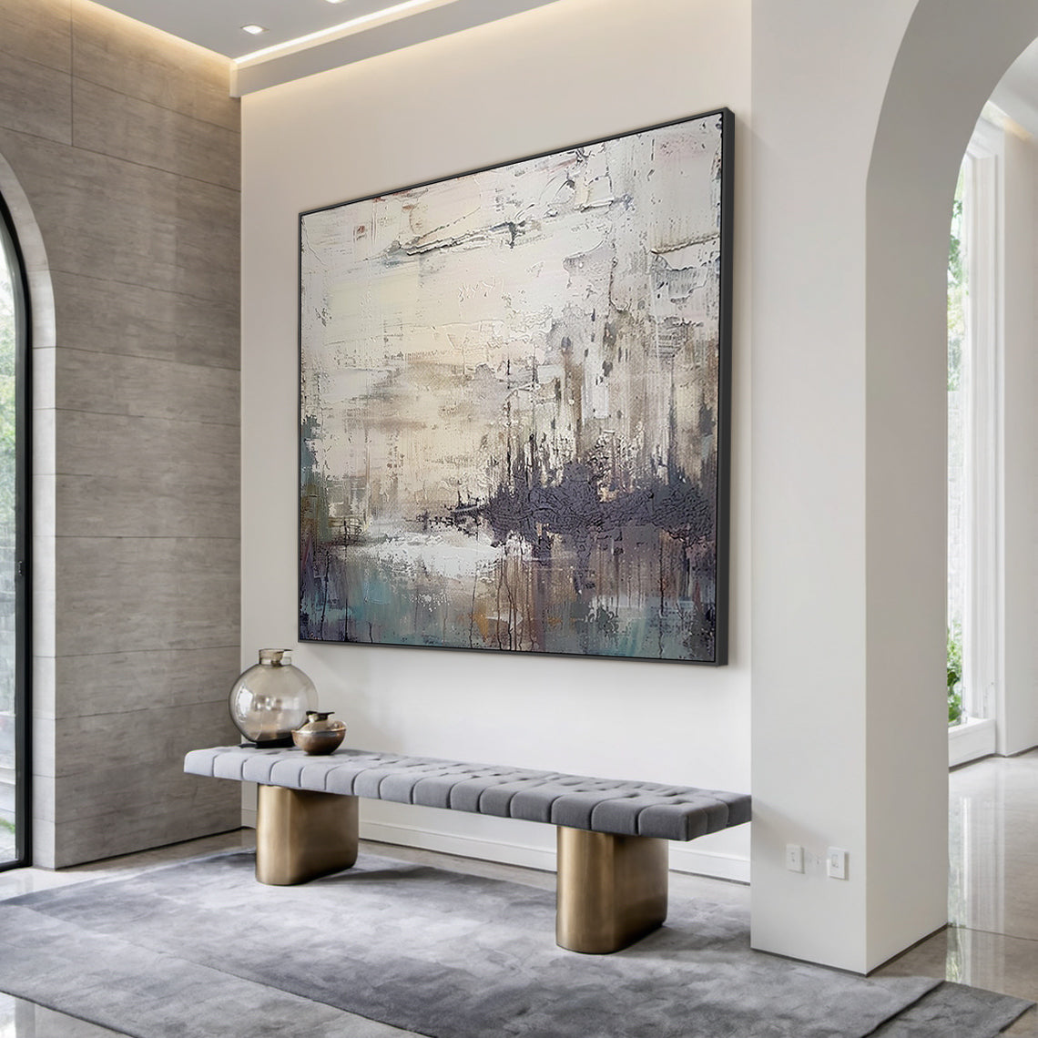 Modern Abstract Gray Wall Art for Living Room Bedroom Decor AURA230