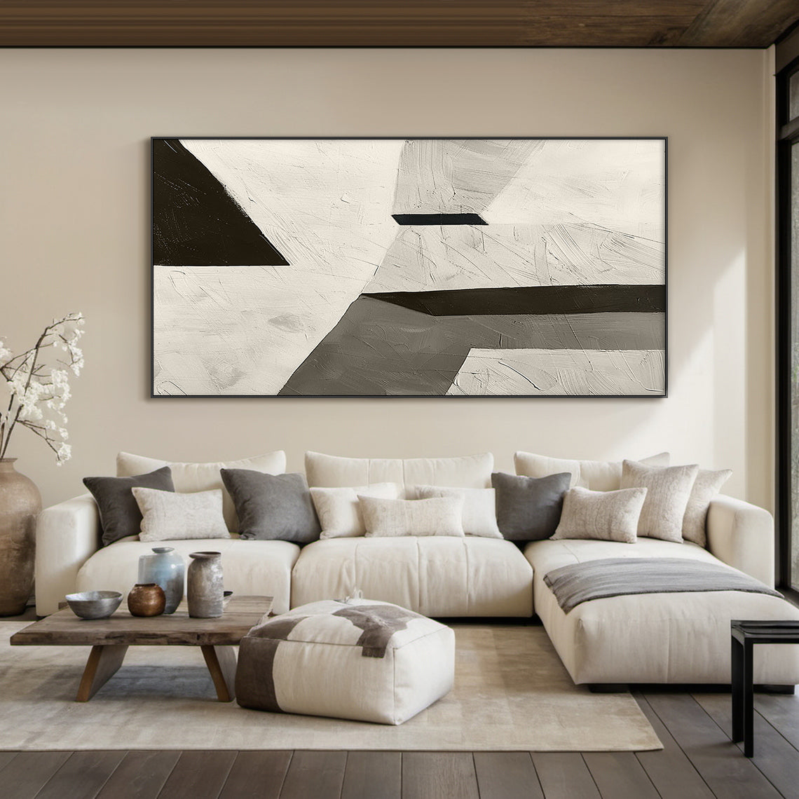 Silent Geometry-Black & Beige Spatial Field-AURA107