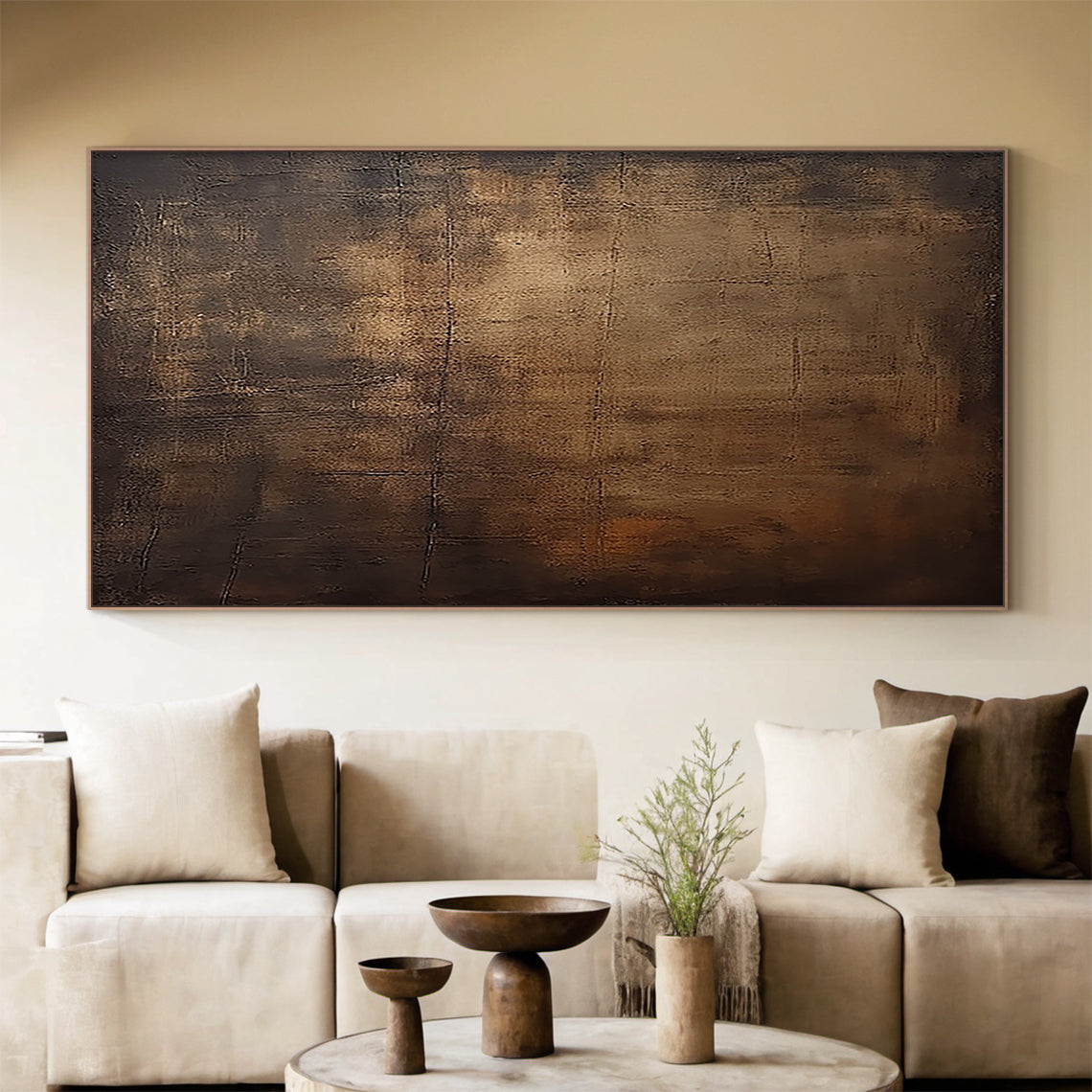 Minimalist Colorfield Wall Art – Bronze & Umber Gradient – AURA016(Horizontal)