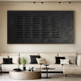 Monochrome Linear Texture Canvas-Deep Matte Black-AURA003