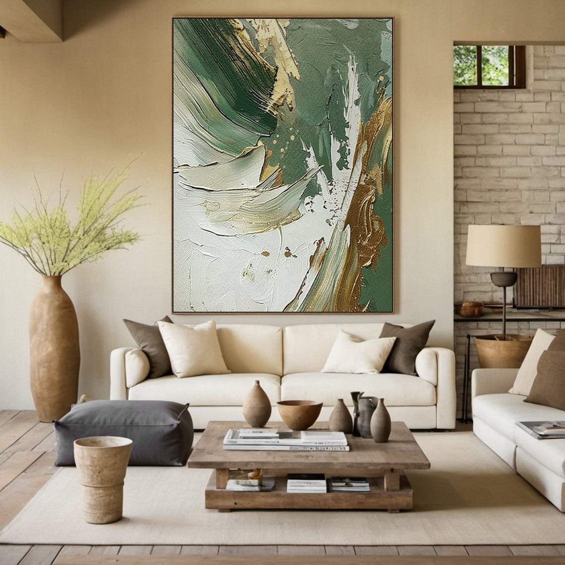 Emerald Drift-Green Abstract 3D Texture Art-AURA122