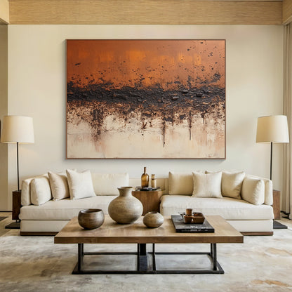 Wabi Sabi Abstract Red Black Textured Canvas Living Room Art AURA214