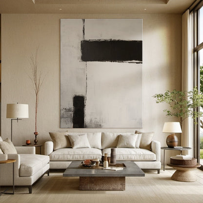 Silence Geometry-Ivory & Charcoal Minimal Abstraction-AURA112