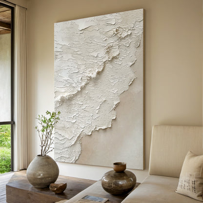 Soft Tide-Beige Ocean & Sky Texture Abstract Art-AURA129