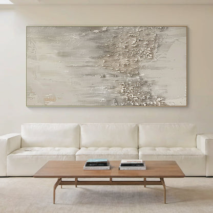 Distressed Drip Canvas-Soft Gray & Cream Tones-AURA024