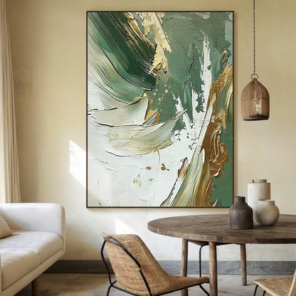 Emerald Drift-Green Abstract 3D Texture Art-AURA122