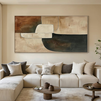Earthen Silence Textured Abstract in Clay & Charcoal-AURA108
