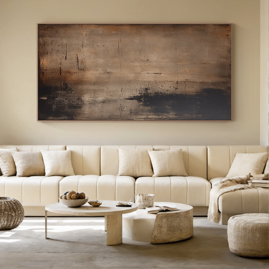 Wabi-Sabi Patina Wall Art – Weathered Copper & Tobacco Umber – AURA017(Square)