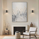 Minimalist Mountain Texture Canvas-Cream & Cool Gray Painting-AURA037