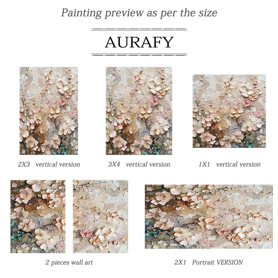3D Textured Flower Painting High-Relief Tactile Beige Tone Knife Strokes Modern Organic Art AURA572