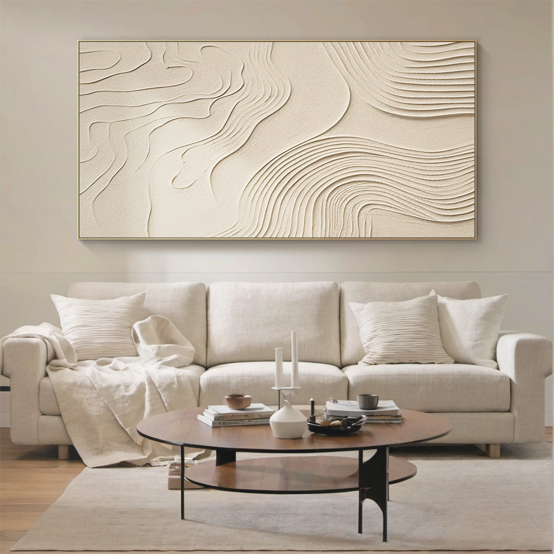 Organic Swirl Canvas – Cream Tones – AURA047(Vertical)