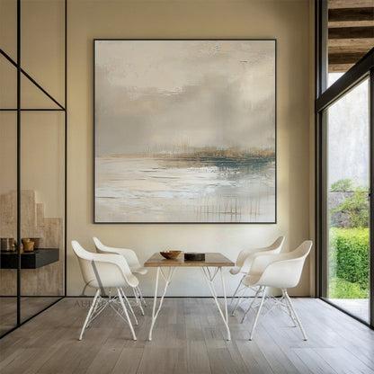 Abstract Gray Landscape Art tactile impasto scratch effects Modern Organic neutral tones AURA651