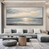Quiet Horizon-Gray Waves & Sky Abstract Art-AURA126