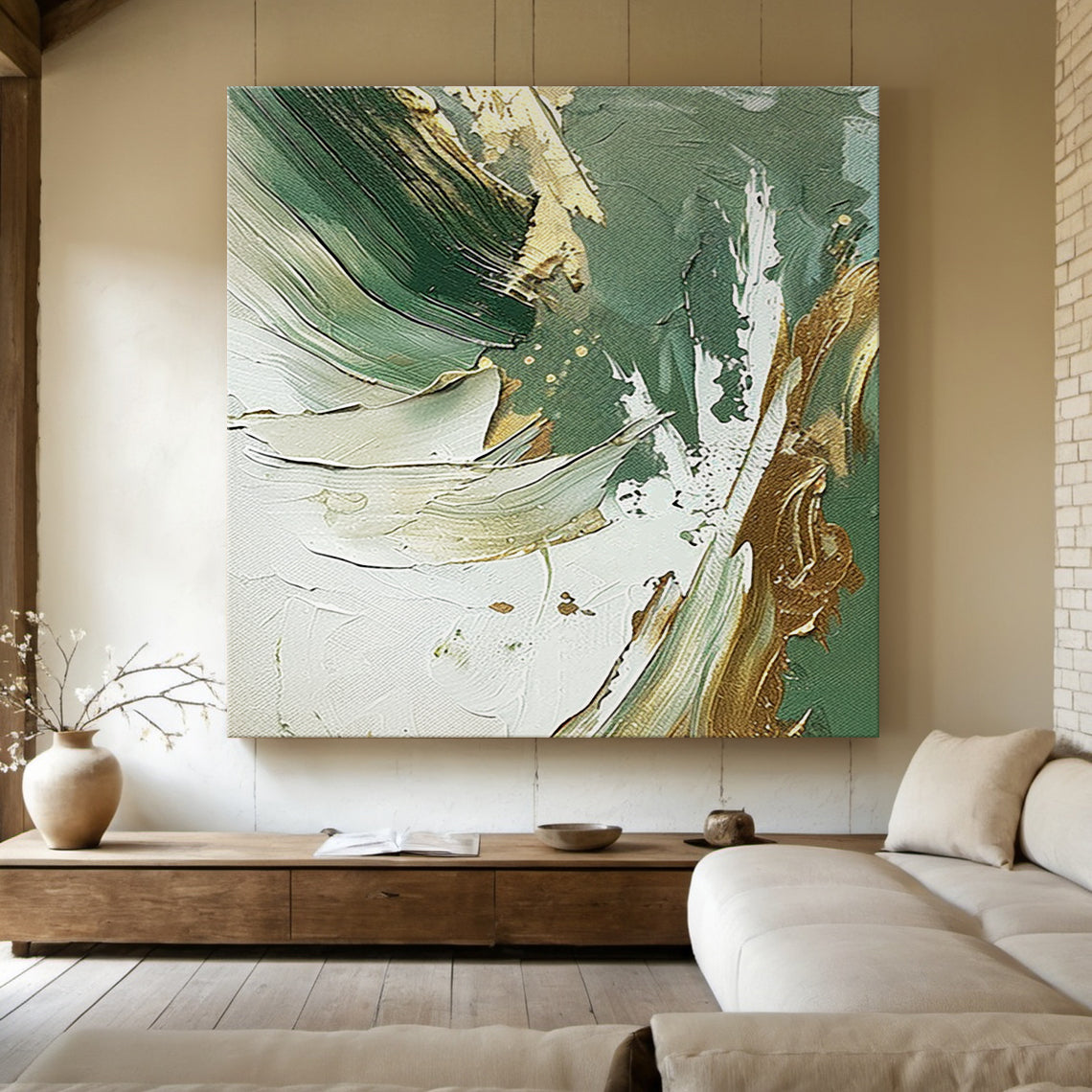 Emerald Drift-Green Abstract 3D Texture Art-AURA122