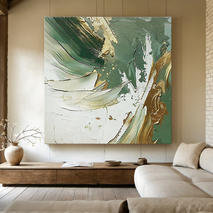 Emerald Drift-Green Abstract 3D Texture Art-AURA122