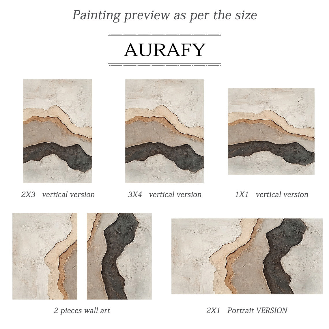 Beige Abstract Landscape Layered Plaster Textured High-Relief Tactile Minimalist Modern Organic Artwork AURA438