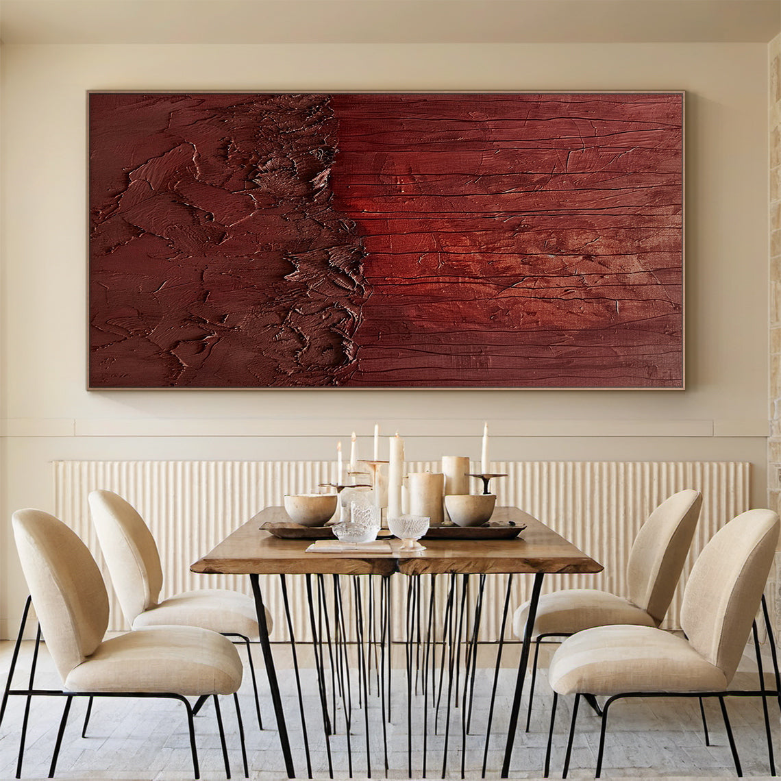 Wabi-Sabi Ember Strata wall art – Oxide Red & Burnt Umber – AURA029(Horizontal)