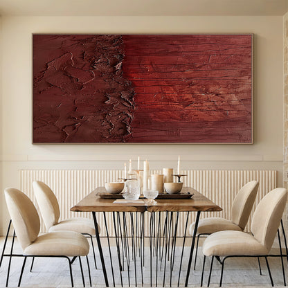 Wabi-Sabi Ember Strata wall art – Oxide Red & Burnt Umber – AURA029(Square)