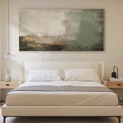 Modern Textural Abstract Wall Art – Sage Green & Earth Neutrals – AURA023(Vertical)
