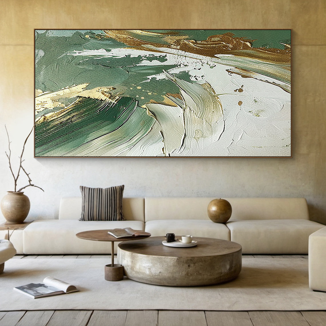 Emerald Drift-Green Abstract 3D Texture Art-AURA122