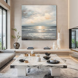 Quiet Horizon-Gray Waves & Sky Abstract Art-AURA126