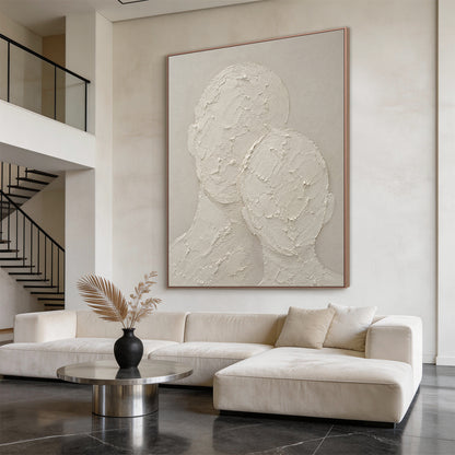 Wabi Sabi Beige 3D Textured Abstract Figurative Japandi Minimalist Knife Stroke Plaster Canvas Wall Art AURA704