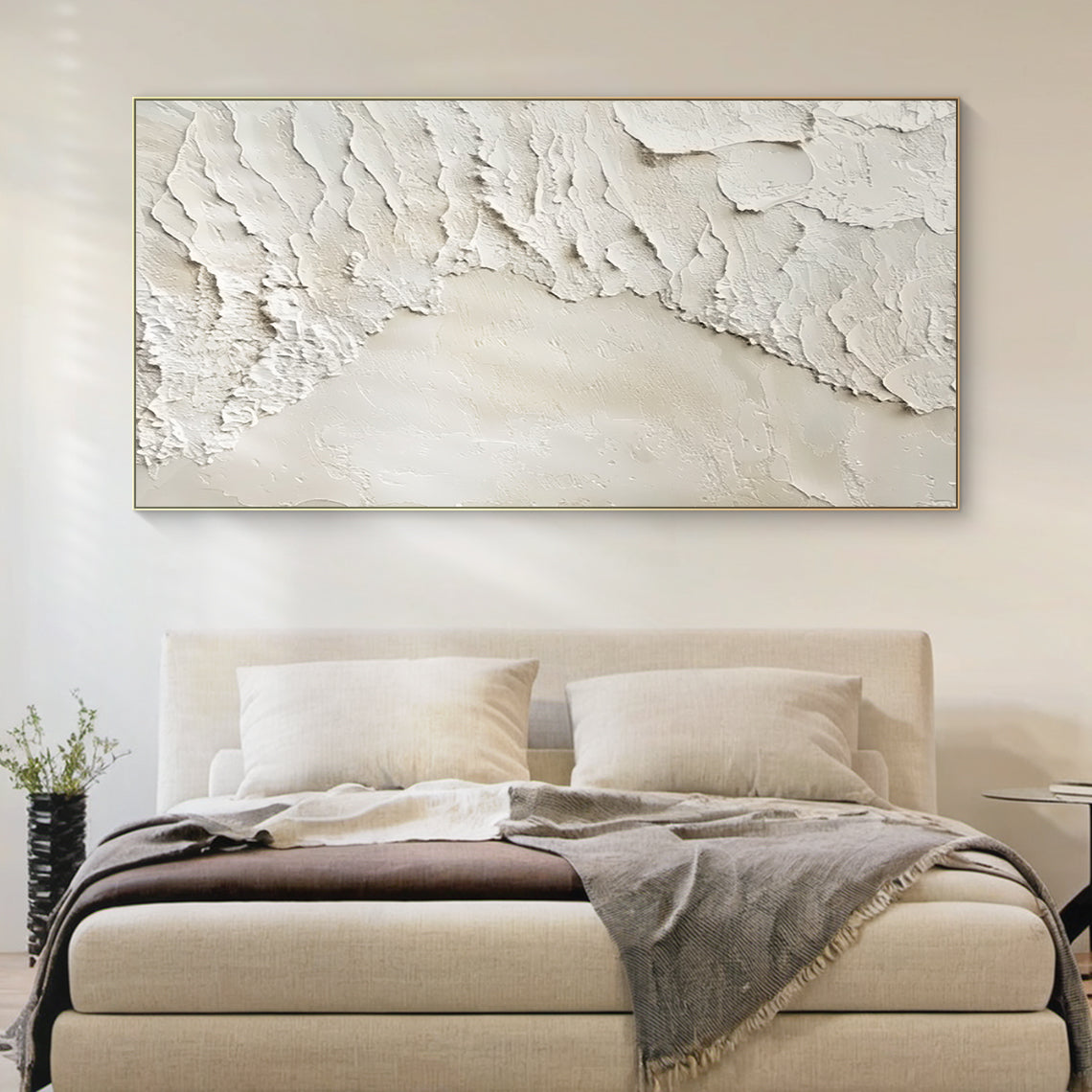 Peeling Plaster Canvas – Off-White & Cream Tones – AURA009(Horizontal)