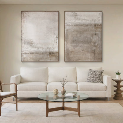 Urban Patina Canvas – Off-White & Warm Taupe Tones – AURA025