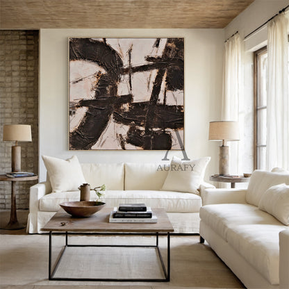 Black Abstract Canvas Wall Art Modern Living Room Decor Accent AURA238
