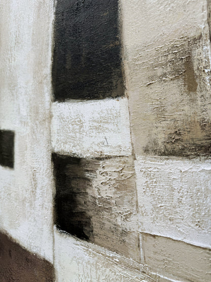 General Abstract Beige Art Tactile Surface Knife Strokes Sculpted Canvas Modern Organic Piece AURA468