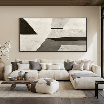 Silent Geometry-Black & Beige Spatial Field-AURA107