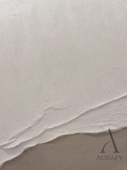 Beige Brown Landscape Art Thick Textured Canvas with Vertical Strokes Wavy Folds Modern Organic Minimalist Luxe AURA469