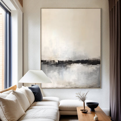 Minimalist Beige Gray Abstract Wall Art for Modern Living Room-AURA183