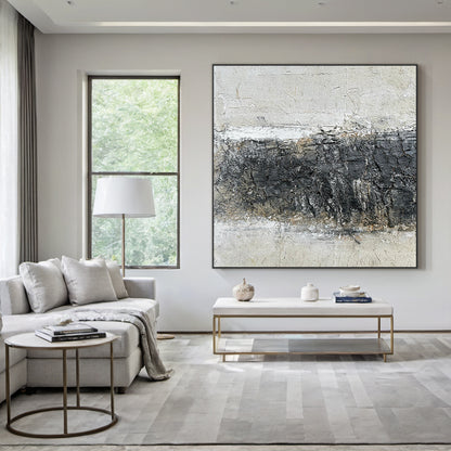 Wabi Sabi Abstract Wall Art Beige Black Textured Home Decor AURA219