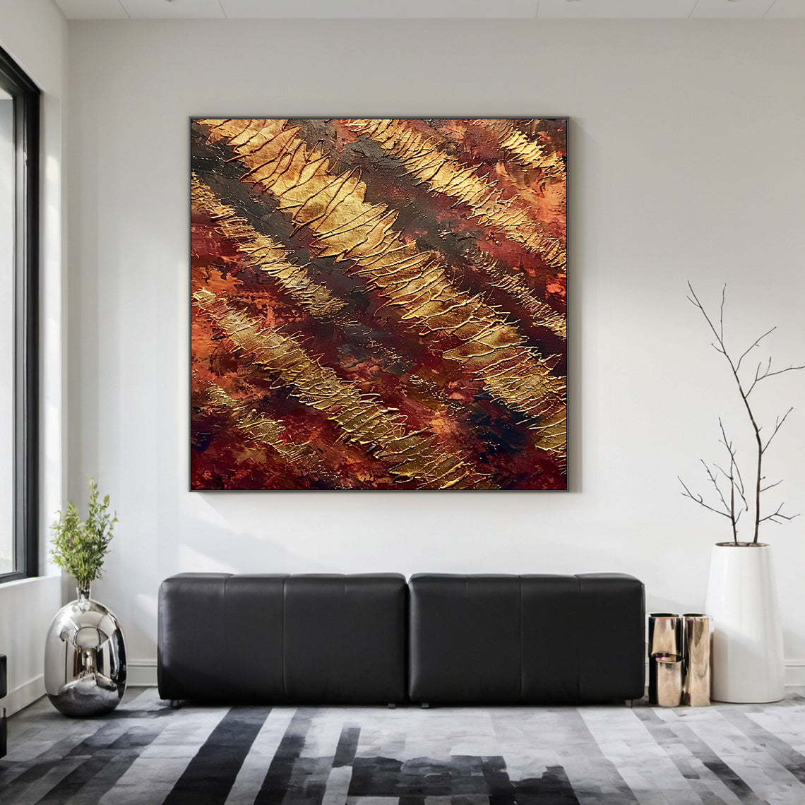Red 3D Textured Wall Painting for Living Room Bedroom Decor AURA233
