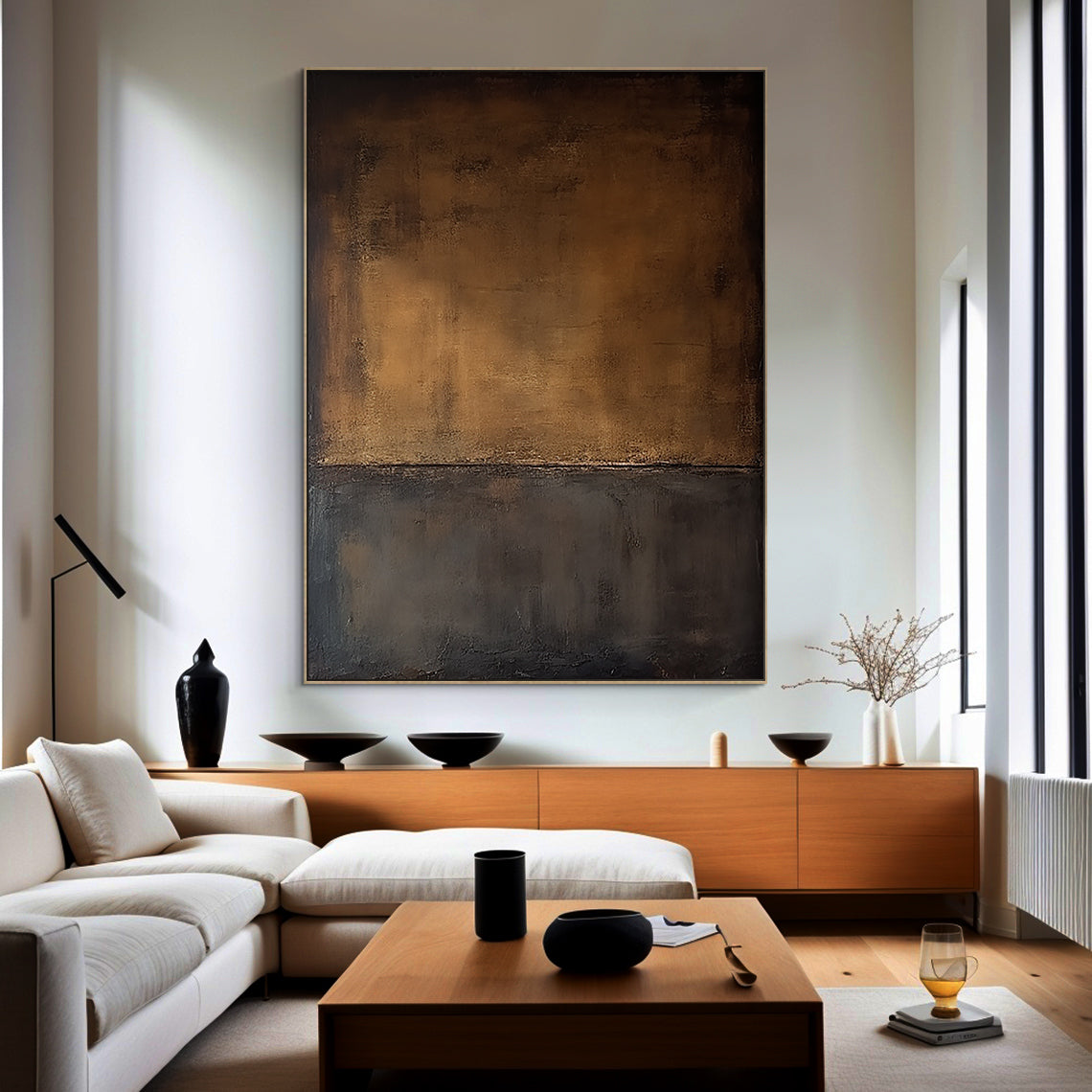 Modern Abstract Brown Textured Wall Art for Living Room Decor - AURA189