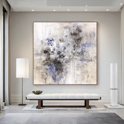 Wabi Sabi Beige Blue Abstract Textured Wall Art Living Room AURA221