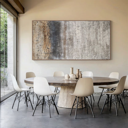 Weathered Horizon-Beige & Brown Wabi-Sabi Art-AURA074