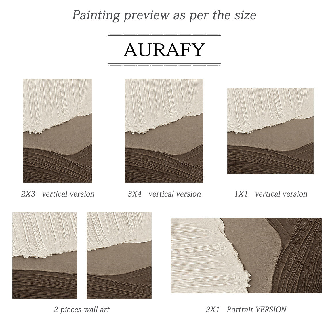Beige Brown Landscape Art Thick Textured Canvas with Vertical Strokes Wavy Folds Modern Organic Minimalist Luxe AURA469