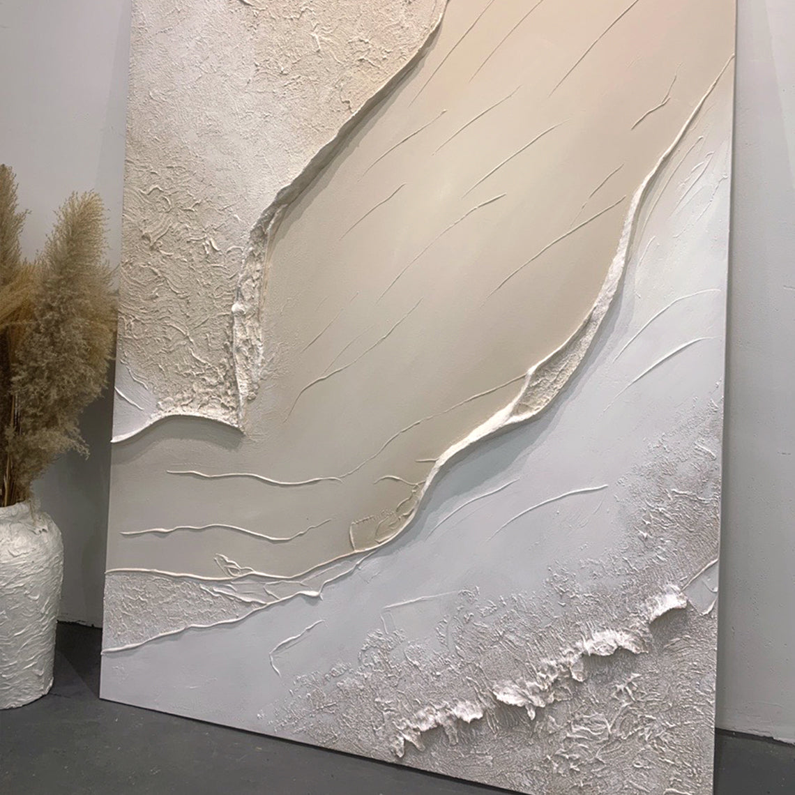 Abstract Earth Texture Wall Art – Soft Sand Tones – AURA012(Horizontal)