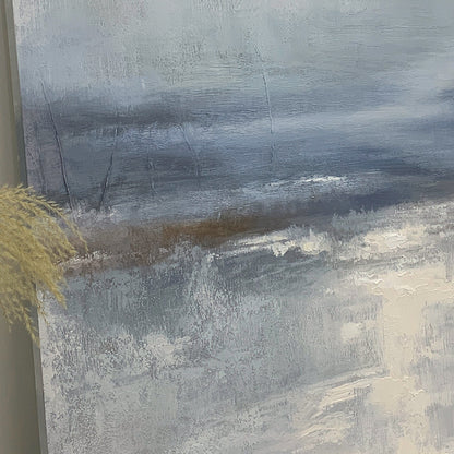 Abstract Seascape Texture Painting-Misty Blue & Taupe Canvas-AURA034
