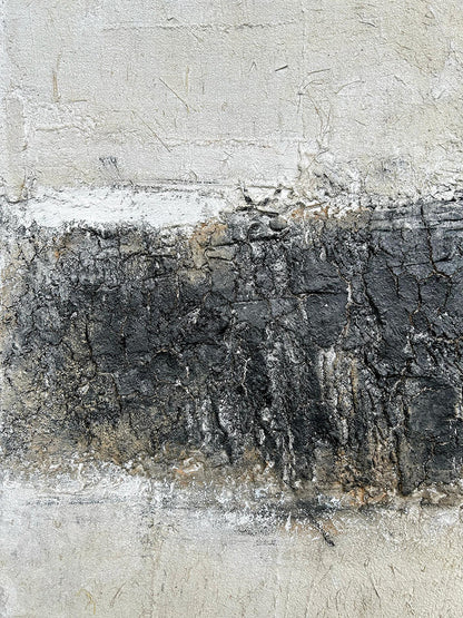 Wabi Sabi Abstract Wall Art Beige Black Textured Home Decor AURA219