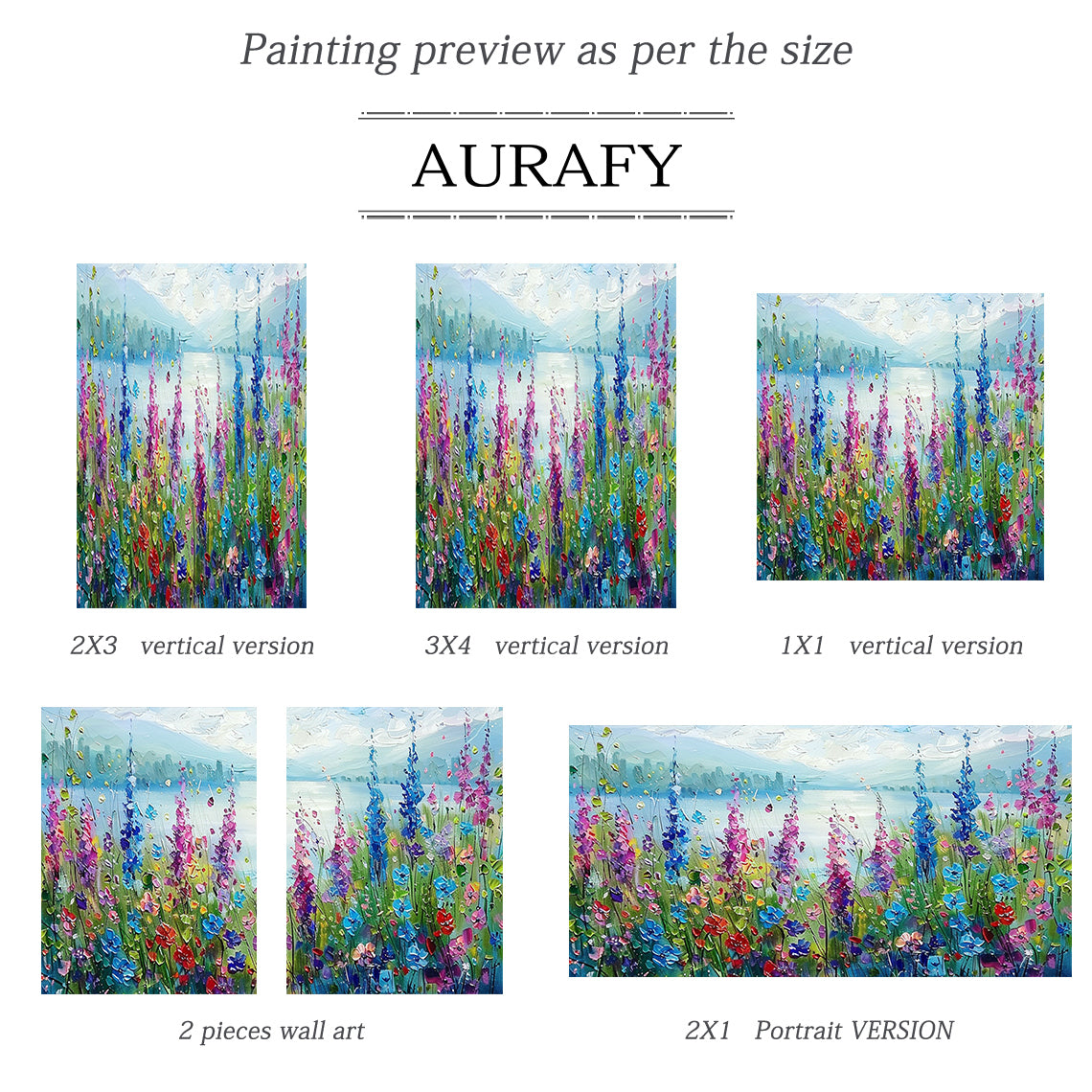 Colorful Landscape Art Impasto Knife Strokes Scenic Wildflower Lake Vibrant Impressionist Painting AURA414