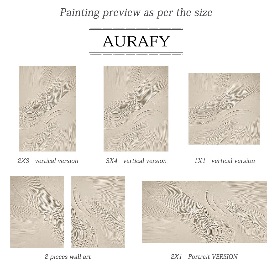 Swirling Textural Canvas – Warm Cream Tones – AURA049(Vertical)