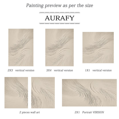 Swirling Textural Canvas – Warm Cream Tones – AURA049(Vertical)
