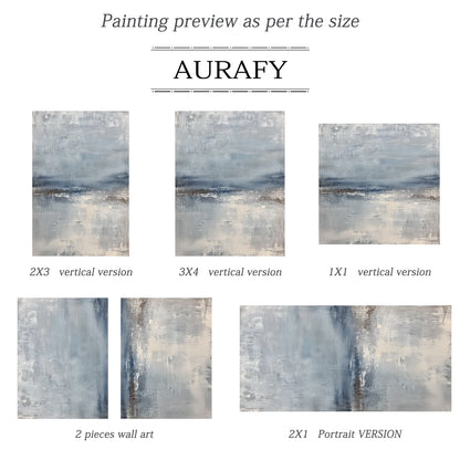 Abstract Seascape Texture Painting-Misty Blue & Taupe Canvas-AURA034
